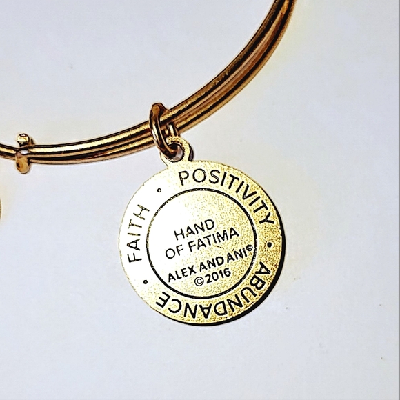 ALEX AND ANI "HAND OF FATIMA" CHARM BANGLE BRACELET in GOLDTONE - Picture 4 of 6